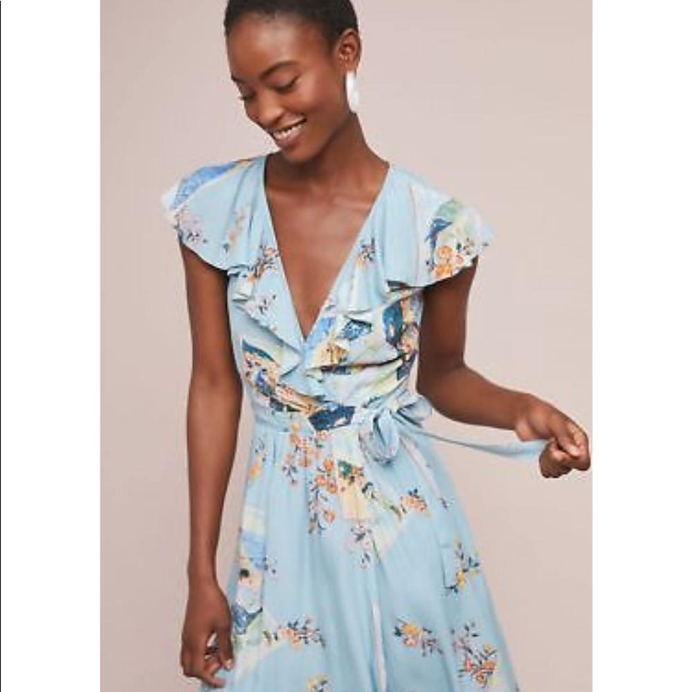 Anthropologie MAEVE Rosalia Wrap Dress NEW 14 Blue - Picture 5 of 6